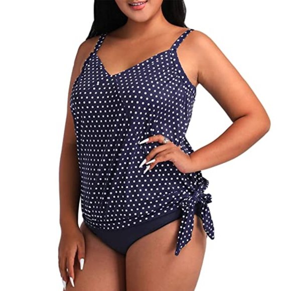 FULLFITALL Women's Plus Size Tankini Swimsuits Two Piece Bathing Suits size 14 - Picture 1 of 16